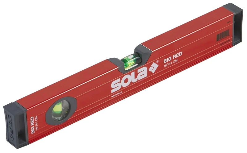 SOLA LSB16 Big Red Aluminum Box Beam Level with 2 60% Magnified Vials, 16-Inch