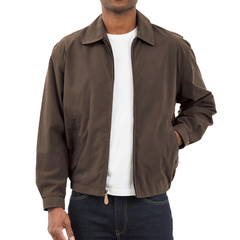 London Fog Men's Auburn Zip-Front Golf Jacket (Regular & Big-Tall Sizes) Cotton Lightweight, Dark Brown, 3XL