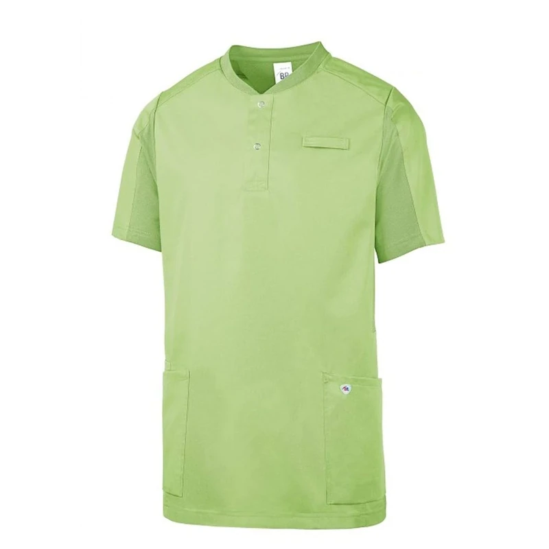 BP 1739-435-78/M, Unisex casual tunic, 1/2 sleeve, piqué inserts and arm-lift system 180,00 g/m², fabric blend, Color light green, Size M