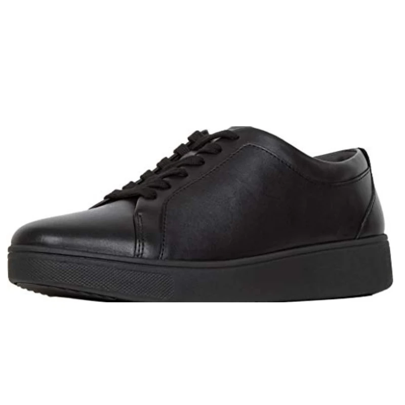 Fitflop Women's Rally Trainers - Soft Leather Tennis Sneakers - Comfortable, Lightweight with Natural Arch Support - All Black - 5.5 UK