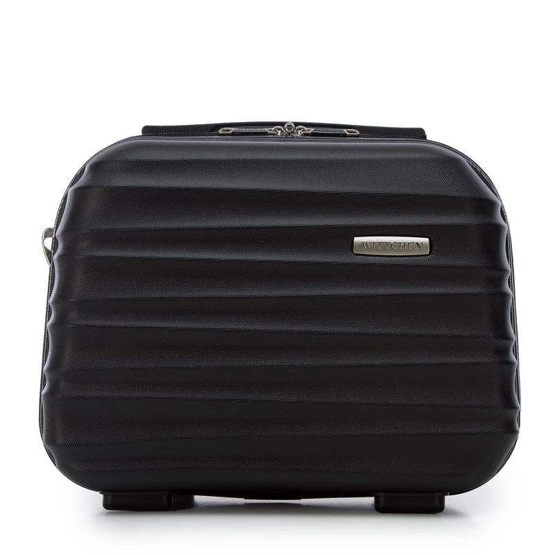 WITTCHEN Cosmetic Case Travel Suitcase Carry-On Cabin Luggage Hardshell Made of ABS Combination Lock Groove Line Black