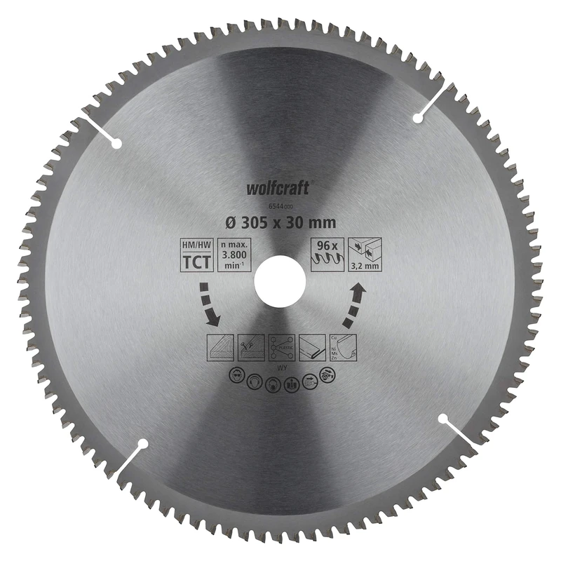 wolfcraft TC Cross and Mitre Cut Saw Blade, purple series I 6544000 I Fine, clean cuts