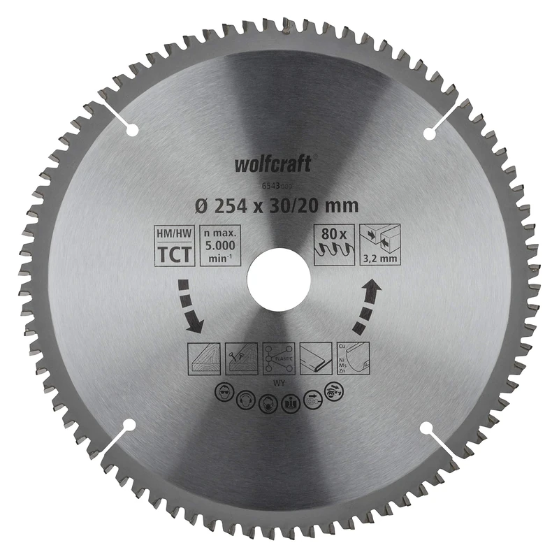 wolfcraft TC Cross and Mitre Cut Saw Blade, purple series I 6543000 I Fine, clean cuts