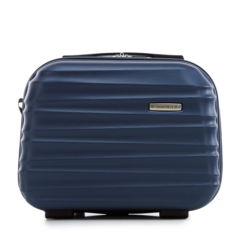 WITTCHEN Cosmetic Case Travel Suitcase Carry-On Cabin Luggage Hardshell Made of ABS Combination Lock Groove Line Dark Blue