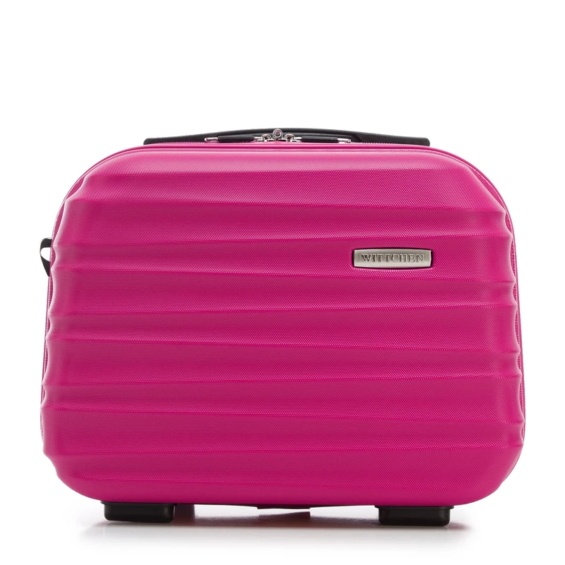 WITTCHEN Cosmetic Case Travel Suitcase Carry-On Cabin Luggage Hardshell Made of ABS Combination Lock Groove Line Pink