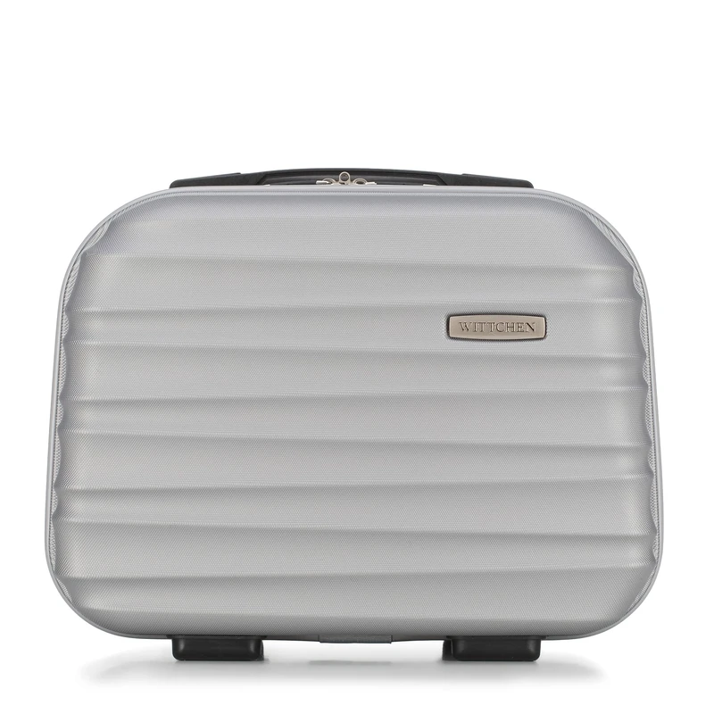 WITTCHEN Cosmetic Case Travel Suitcase Carry-On Cabin Luggage Hardshell Made of ABS Combination Lock Groove Line Grey