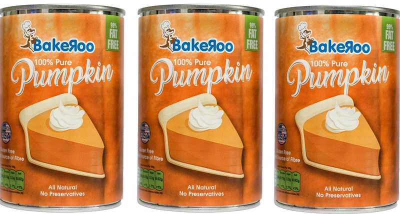 (Pack of 3) Bakeroo Tinned Pumpkin Puree (Pumpkin Pie Filling), 100% Natural - 425g