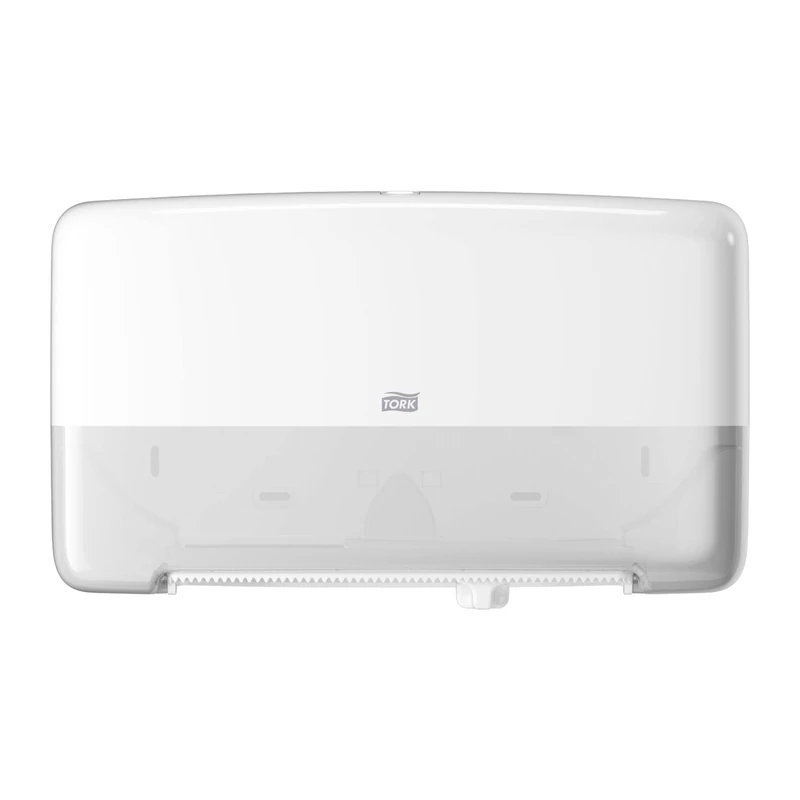 Tork 5555200 Elevation Twin Mini Jumbo Bath Tissue Roll Dispenser, 10.125" Height x 17.0" Width x 5.6875" Depth, White (Case of 1 Dispenser) For use with Tork 11020602, 12024402, 120246 and 12013903