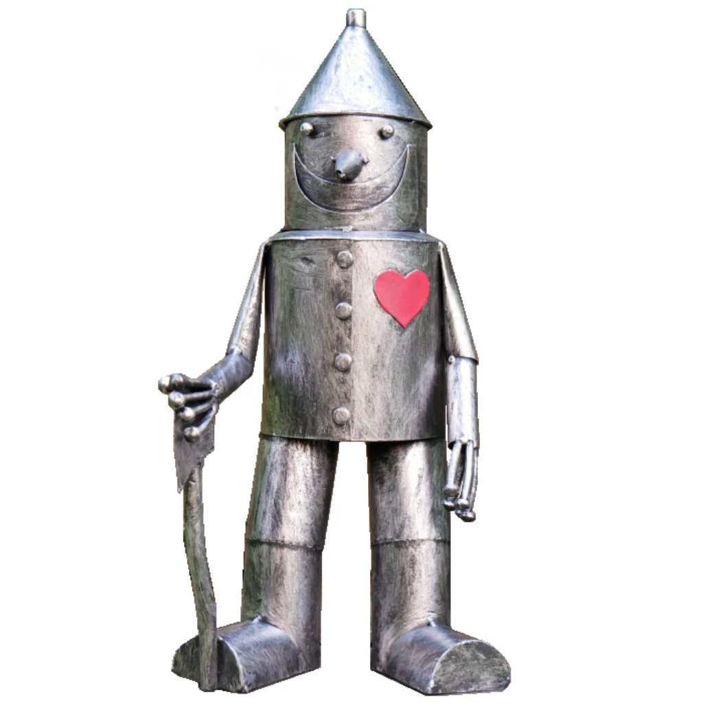 41cm Tall 'Tin Man & His Heart' Metal Garden Sculpture with Axe Small