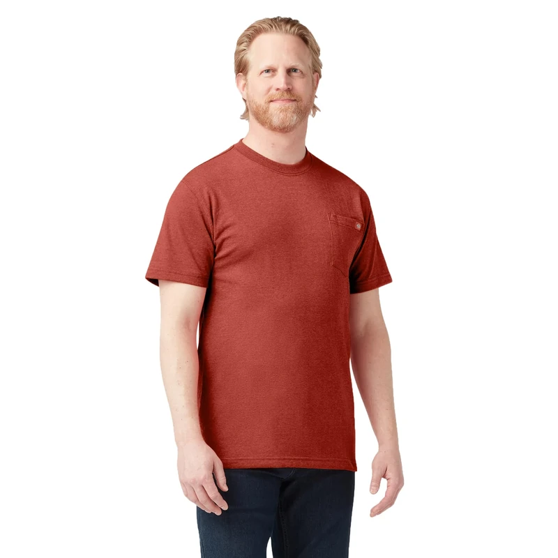 Dickies Men's Heavyweight Crew Neck Short Sleeve Tee Big-Tall T-Shirt, Rustic Red Single Dye Heather, XXXXL