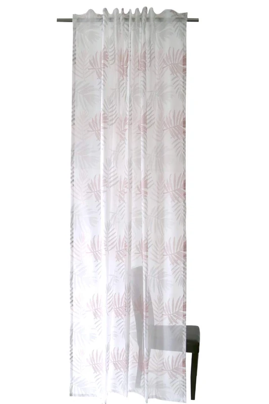 Homing Transparent curtain with floral motif rose grey (1 piece) 245 x 140 cm (H x W). - Image 1