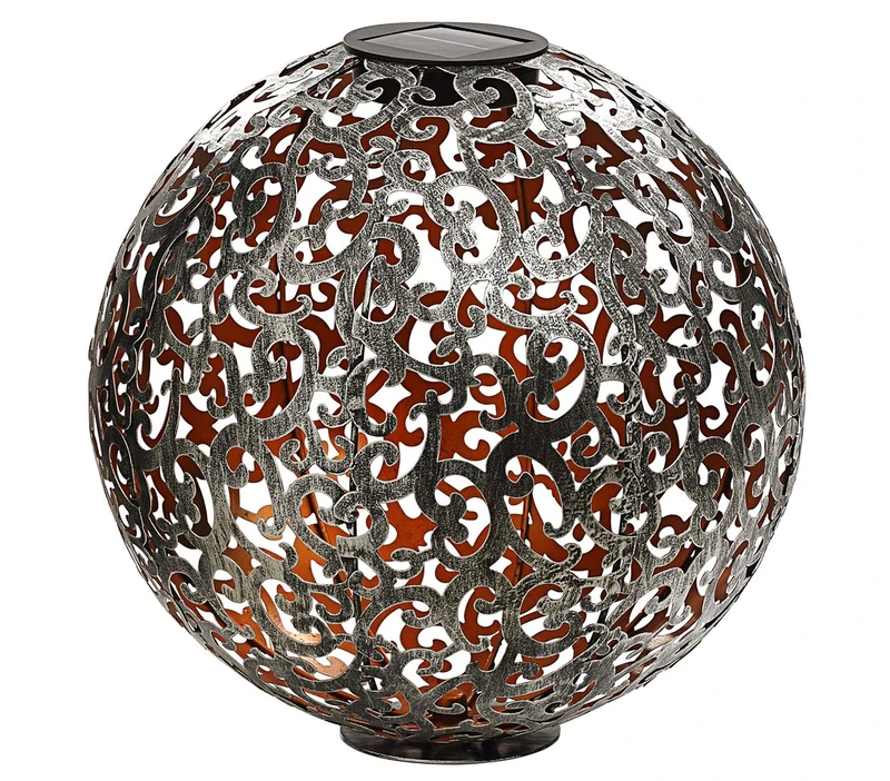 Dehner Luanda Solar Ball Diameter 40 cm Metal Silver/Copper