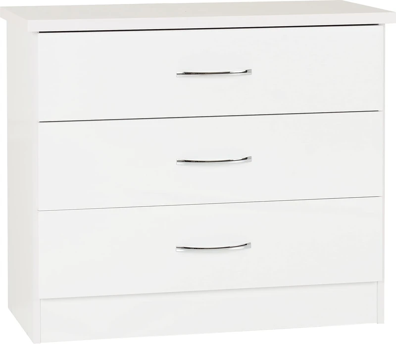 Seconique Nevada 3 Drawer Chest in White Gloss