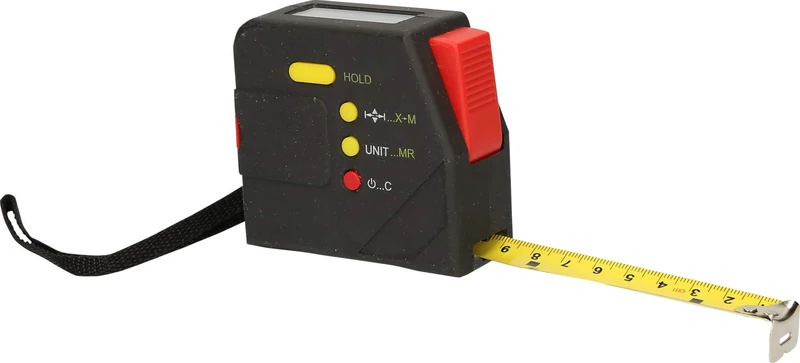 KS Tools 300.1111 Electrical Measuring Tape with Retainer and Belt Clip, Digital, 5 m, 19 mm