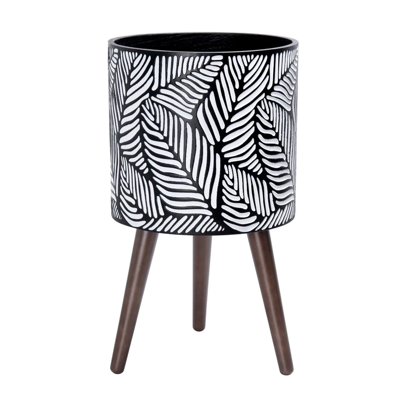 D'vine Dev 11" Large Indoor Planter with Stand - (17.5" H) - Tall Planter Pot for House Plants - Planter Pot with Drainage Hole & Plug