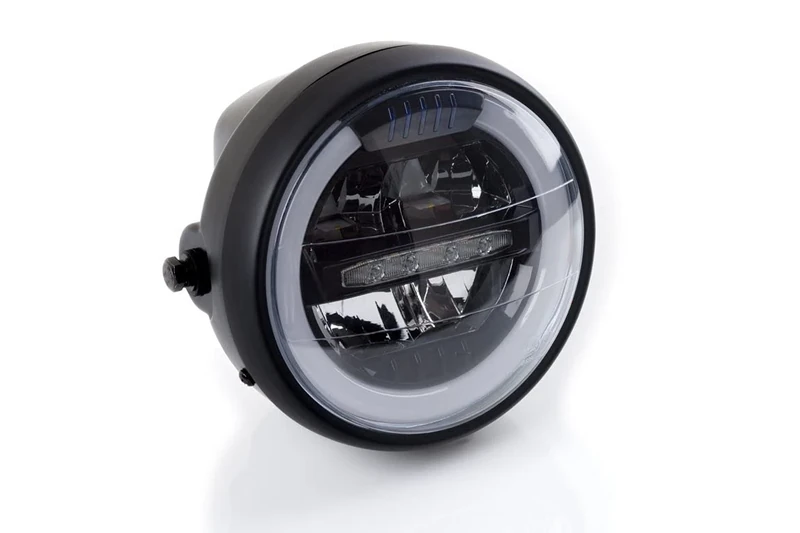 Puig 1944N Lumen LED Headlight for motorcycles with neoretro style and advanced lighting technology, Black