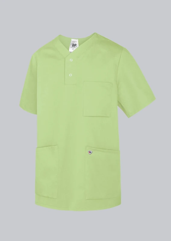 BP 1741-853-78 Unisex Slip-On Tunic, 1/2 Sleeve, V-Neckvwith Arm-Lift System, 200,00 G/M², Fabric Blend, Light Green, Size M