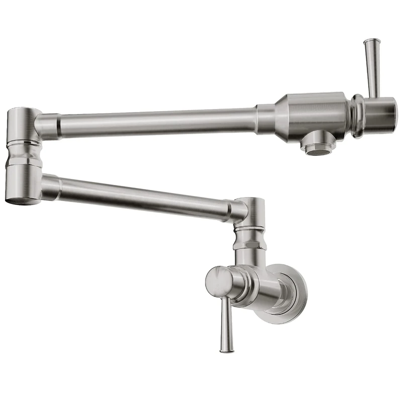 Gasket for Pot Filler Wall Mount Stainless Steel Pot Filler Faucet with Folding Stretchable Double Joints 2 Handles 5.5 GPM Flow Rate