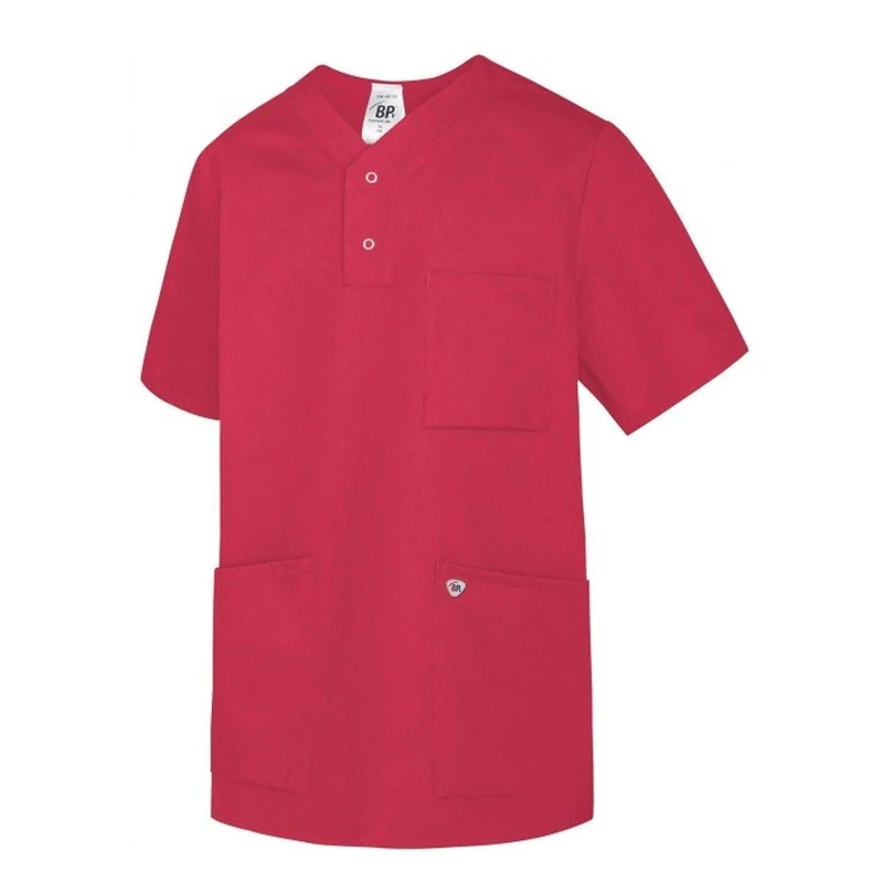 BP 1741-853-188 Unisex Slip-On Tunic, 1/2 Sleeve, V-Neckvwith Arm-Lift System, 180,00 G/M², Fabric Blend, Coral, Size Xs