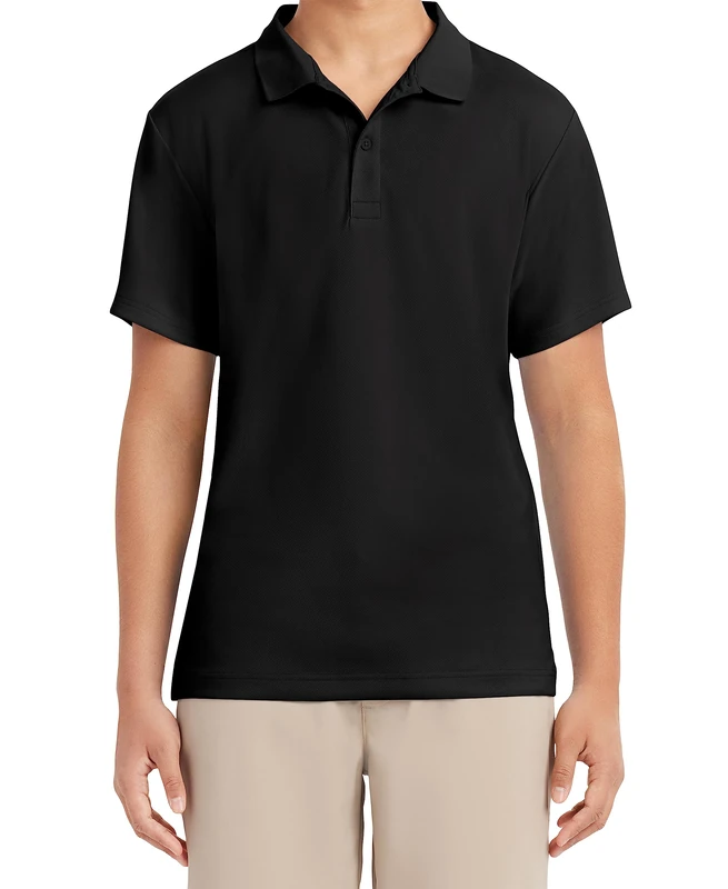 Nautica Men's Short Sleeve Uniform Performance Polo Shirt, Black, Large 38/39