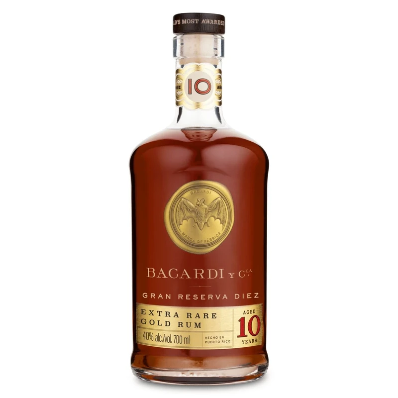 BACARDÍ Gran Reserva Diez 10 Year Old, 40% ABV, 70cl / 700ml, Premium Caribbean Rum, Barrel Aged 10 Years in Oak Casks Under the Caribbean Sun