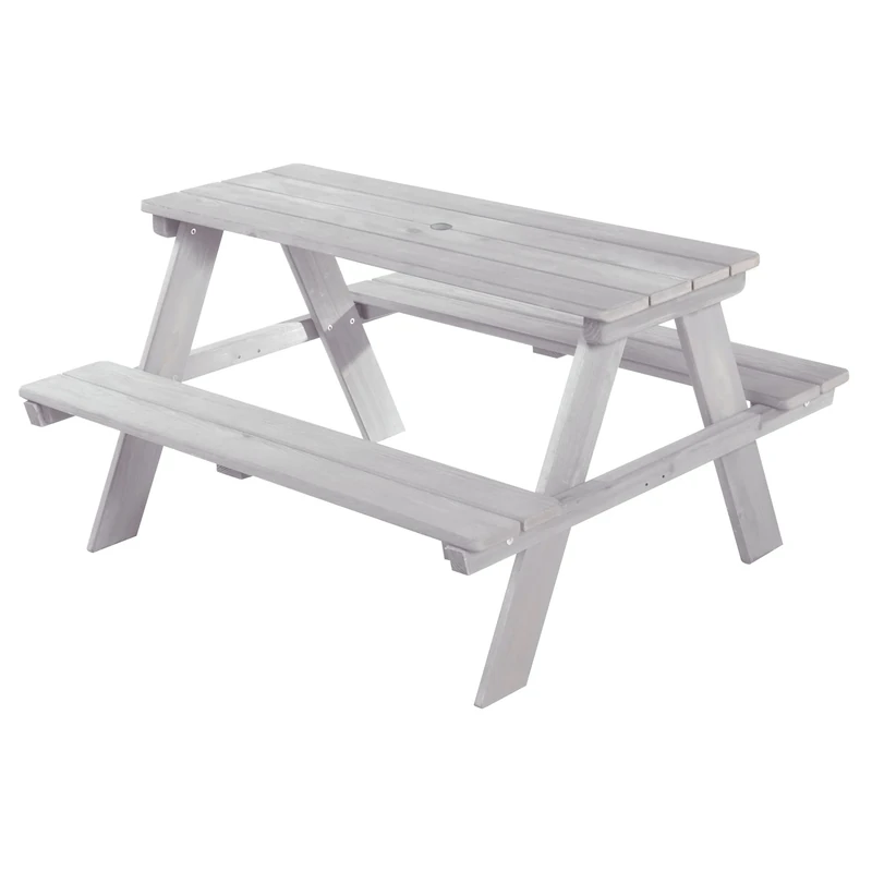 roba Wooden Children's Outdoor Table 'Picknick for 4' - Picnic Table with 2 Benches and 1 Table - Indoor and Outdoor - Weatherproof - Grey