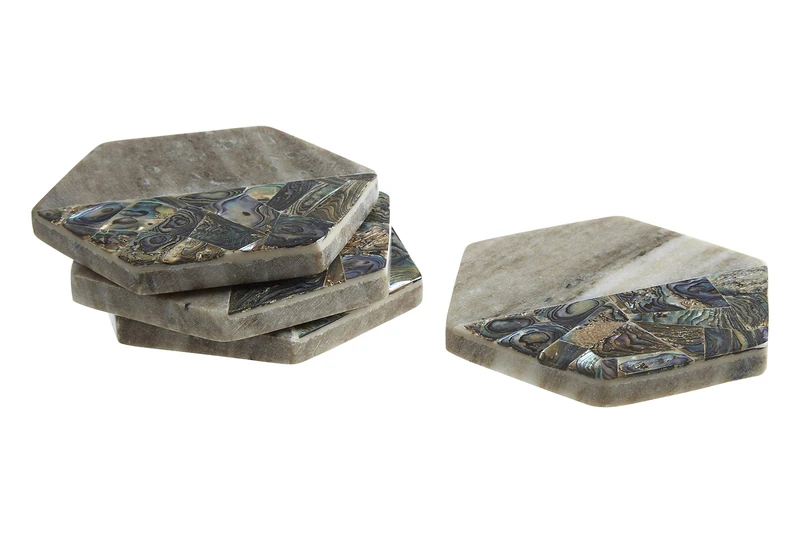 Premier Housewares Marble Coasters, Paua Shell, Multi-Coloured, Set of 4