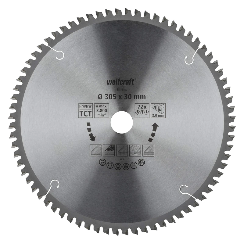 wolfcraft TC Cross and Mitre Cut Saw Blade, orange series I 6549000 I Fine, clean cuts