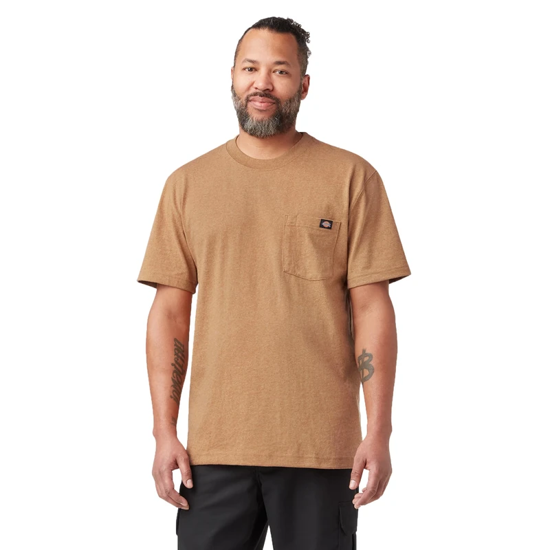 Dickies Men's Short Sleeve Heavyweight Crew Neck Tee Big T-Shirt, Brown Duck Heather, 3 Years