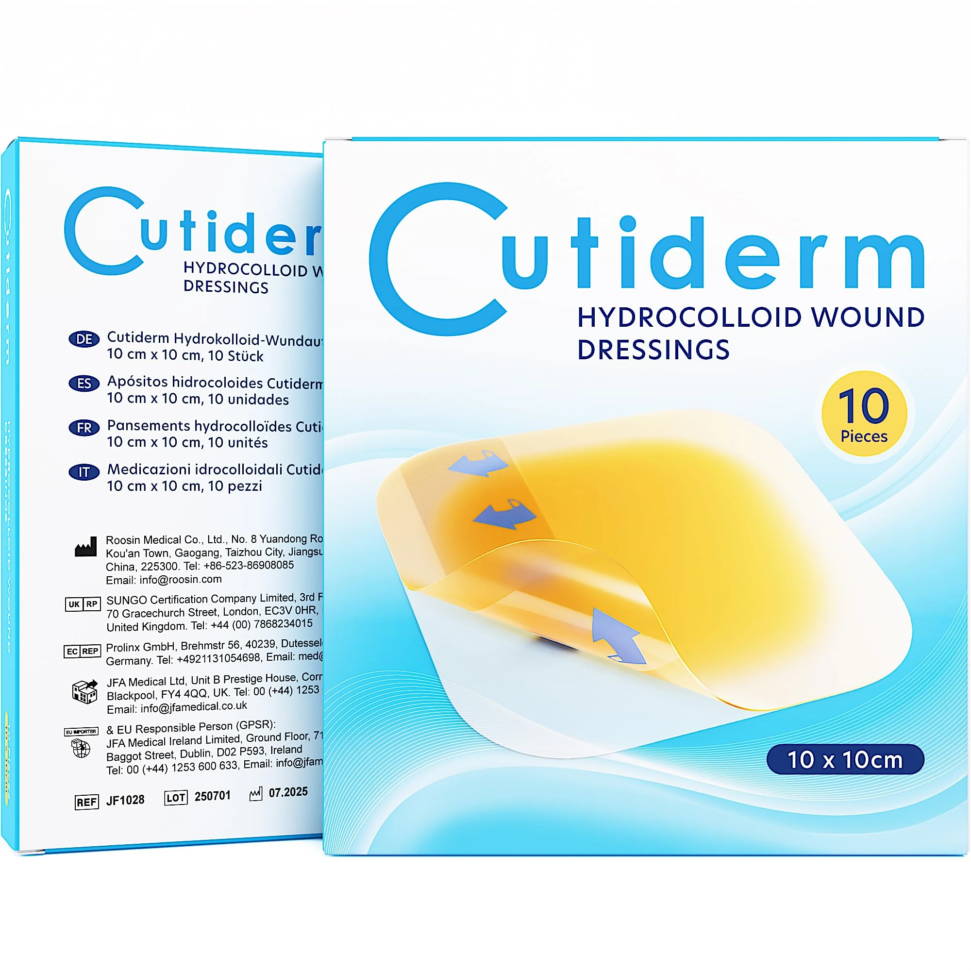 Cutiderm Bordered Hydrocolloid Dressings 10 x10 cm - Pack of 10