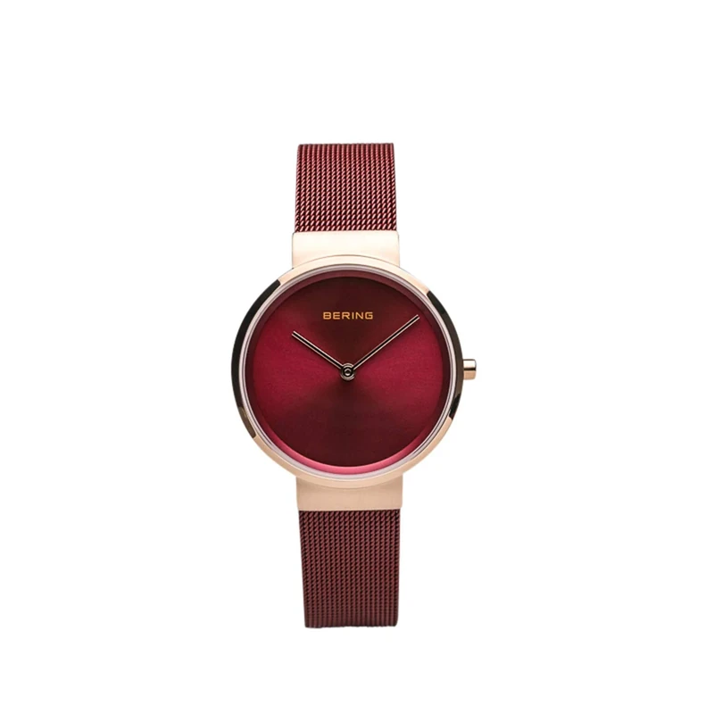BERING Women Analog Quartz Classic Collection Watch with stainless steel Strap and Sapphire Crystal 14531-363, Red/Rose Gold, 31 mm