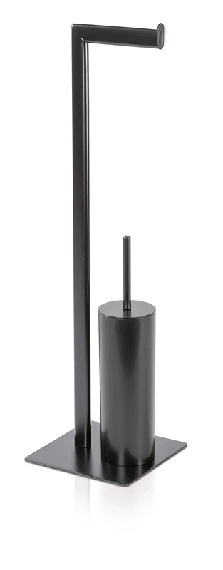 Möve Brush and Toilet Paper Holder, metal, Black, 20x16x71 cm