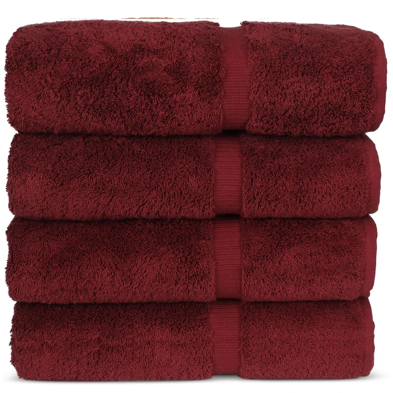 Chakir Turkish Linens 100% Cotton Premium Turkish Towels for Bathroom | 27'' x 54'' (4-Piece Bath Towels - Cranberry)
