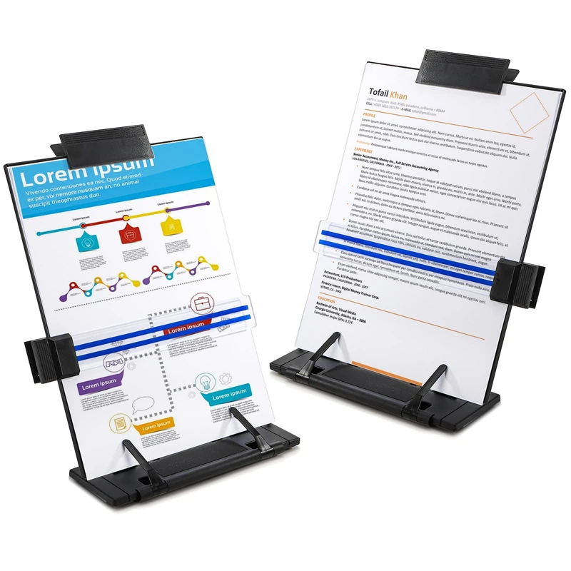 Lawei 2 Pack Desktop Document Holder with Adjustable Clip and Line Guide - Copy Holder for Letter, Legal A4 Documents, Up to 150 Sheets