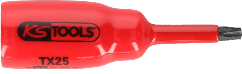 KS Tools 117.2458 3/8" bit Socket with Protective Insulation for Torx Screws, T27, Short