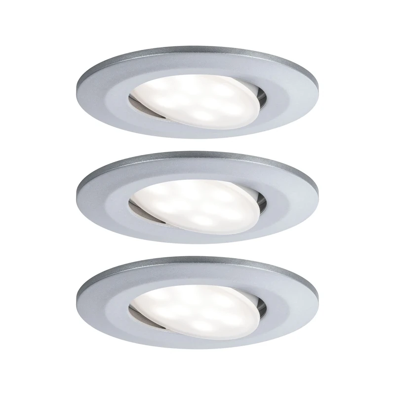 Paulmann Calla LED Recessed Luminaire Set Round 3x6.5W IP65 Matt Chrome Silver 4000K Cool White 30000 Lumen 9cm 488g Outdoor Bathroom Dining Room Hallway Study Children's Bedroom