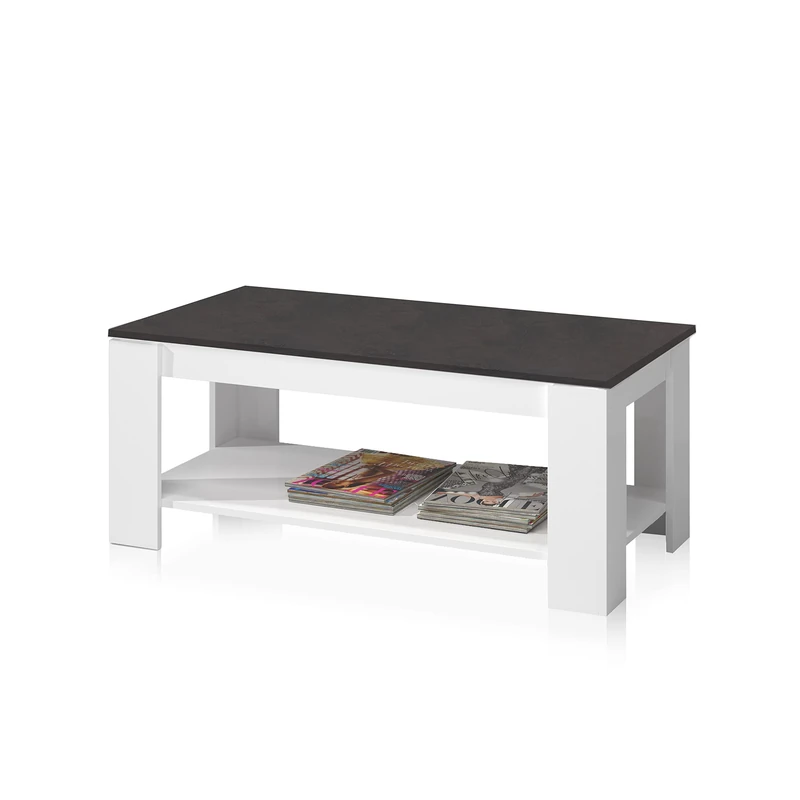 Habitdesign Raising Coffee Table, Living Room Table, Finished in Artik White and Oxide, Measurements: 102 cm (Length) x 43/54 cm (Height) x 50 cm (Depth) - Image 1