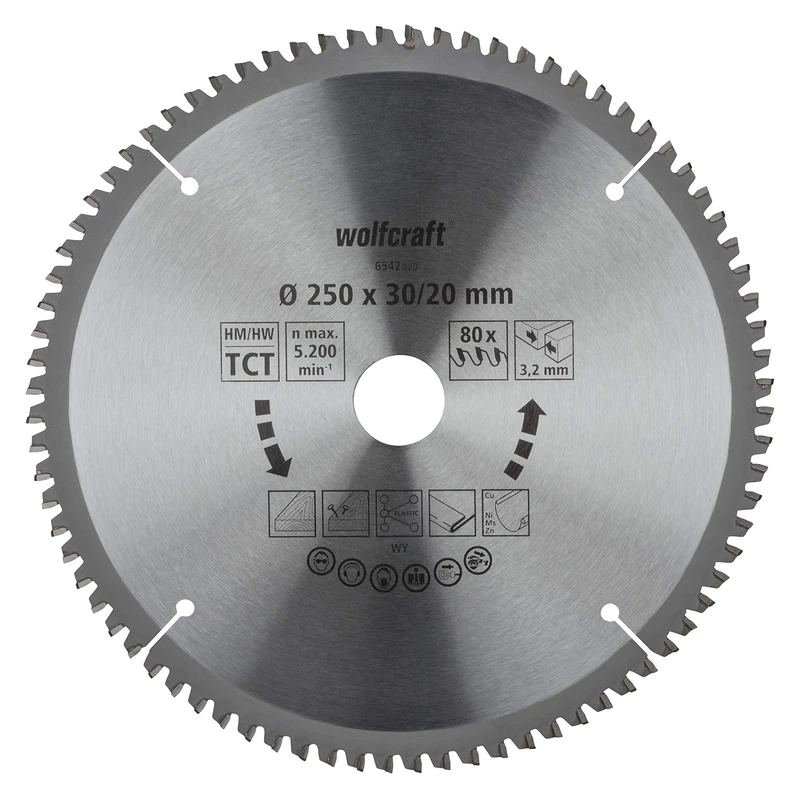 wolfcraft TC Cross and Mitre Cut Saw Blade, purple series I 6542000 I Fine, clean cuts