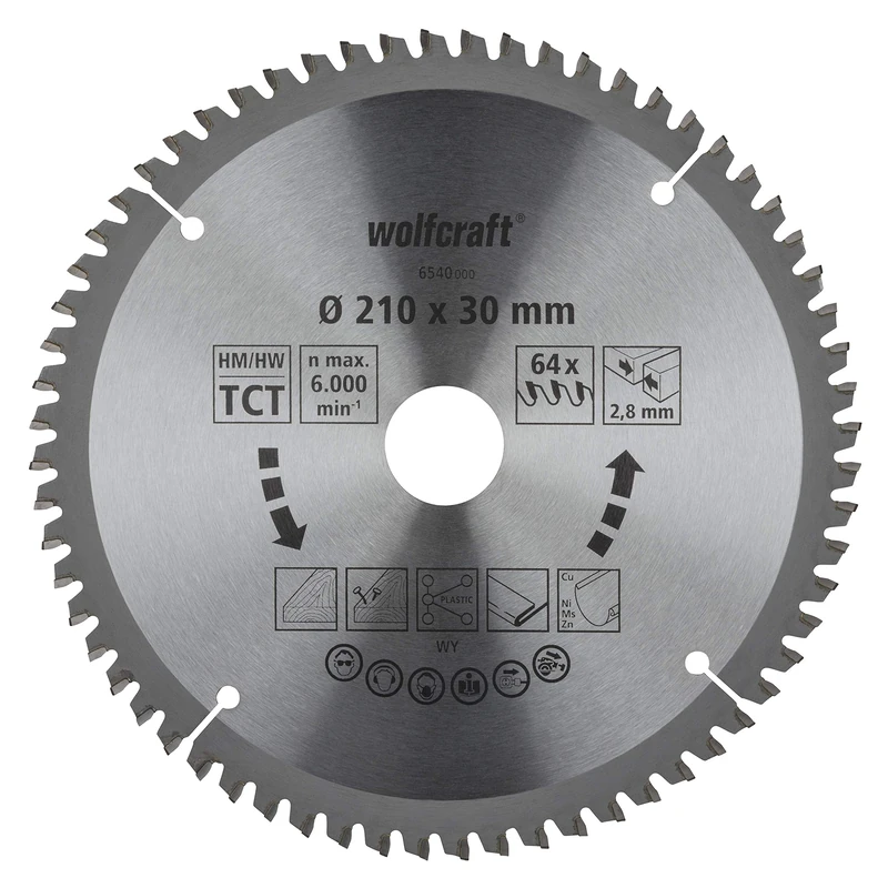 wolfcraft TC Cross and Mitre Cut Saw Blade, purple series I 6540000 I Fine, clean cuts