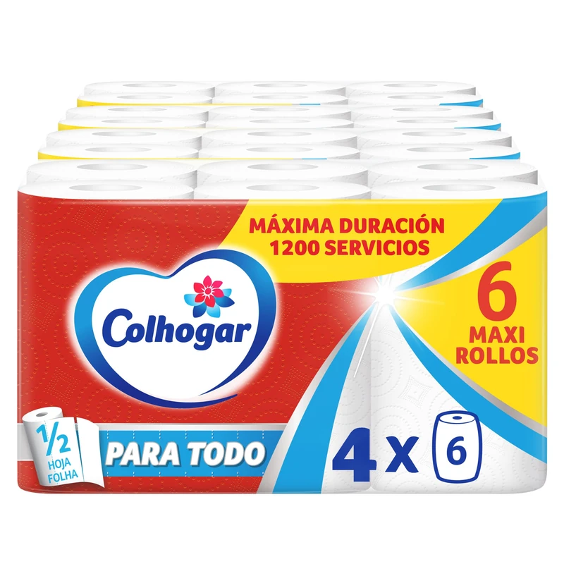 Colhogar Paratodo Rolls x 24 Rolls for Kitchen Versatile and Absorbent 24 = 72 Rolls (4 x 6 Rolls)