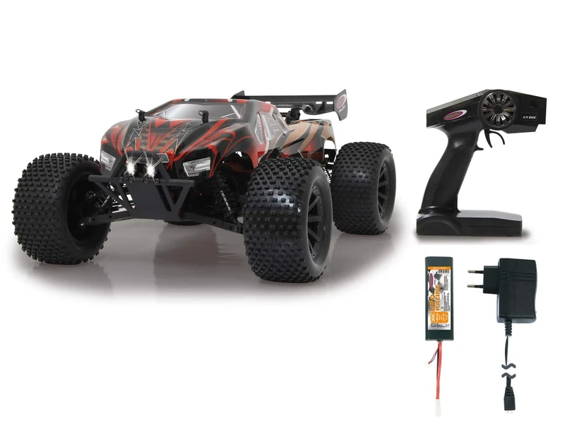 Jamara 059740 - Brecter Truggy BL 4WD 1:10 LiPo 2,4GHz with LED - RTR, Brushless Motor, Wheelybar, LED, Electronic splashproof, Adjustable oil-pressure shock absorber, Dirtproof transmission unit