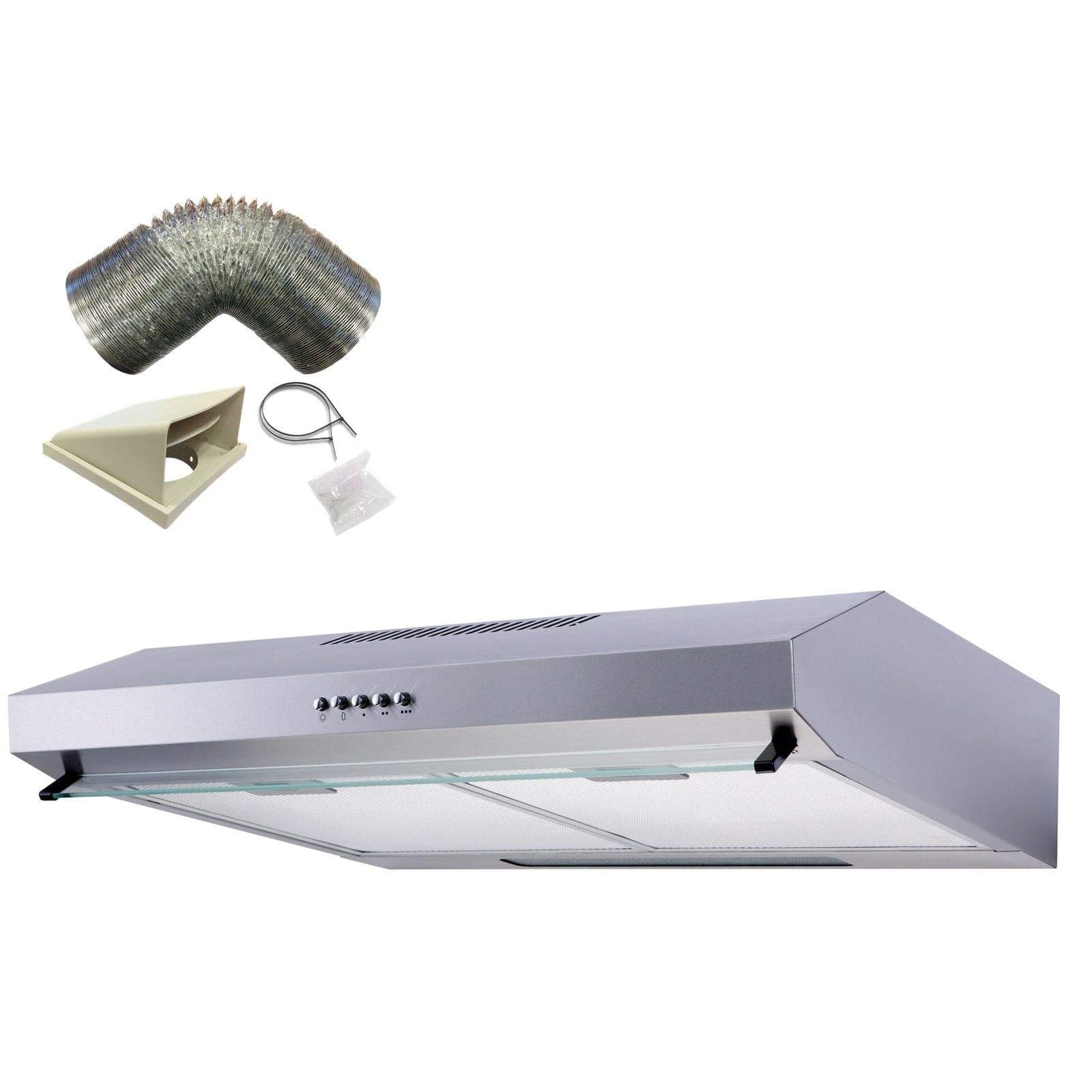 SIA VSR60SS 60cm Stainless Steel Visor Cooker Hood Extractor Fan And 1m Ducting