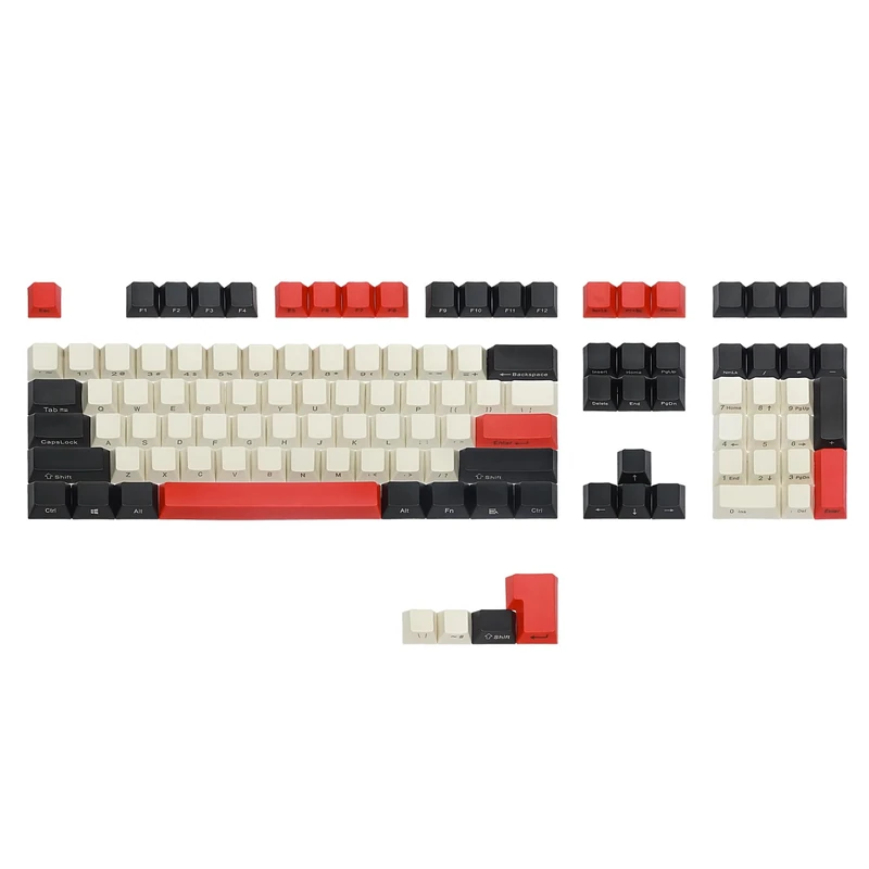 Happy Balls PBT Keycaps Side/Front Print Keycap Set Semi Profile Non-Backlit Thick Cherry MX Key Caps with Key Puller for 60%/87 TKL/104/108 MX Switches Mechanical Keyboard(Earl Red)