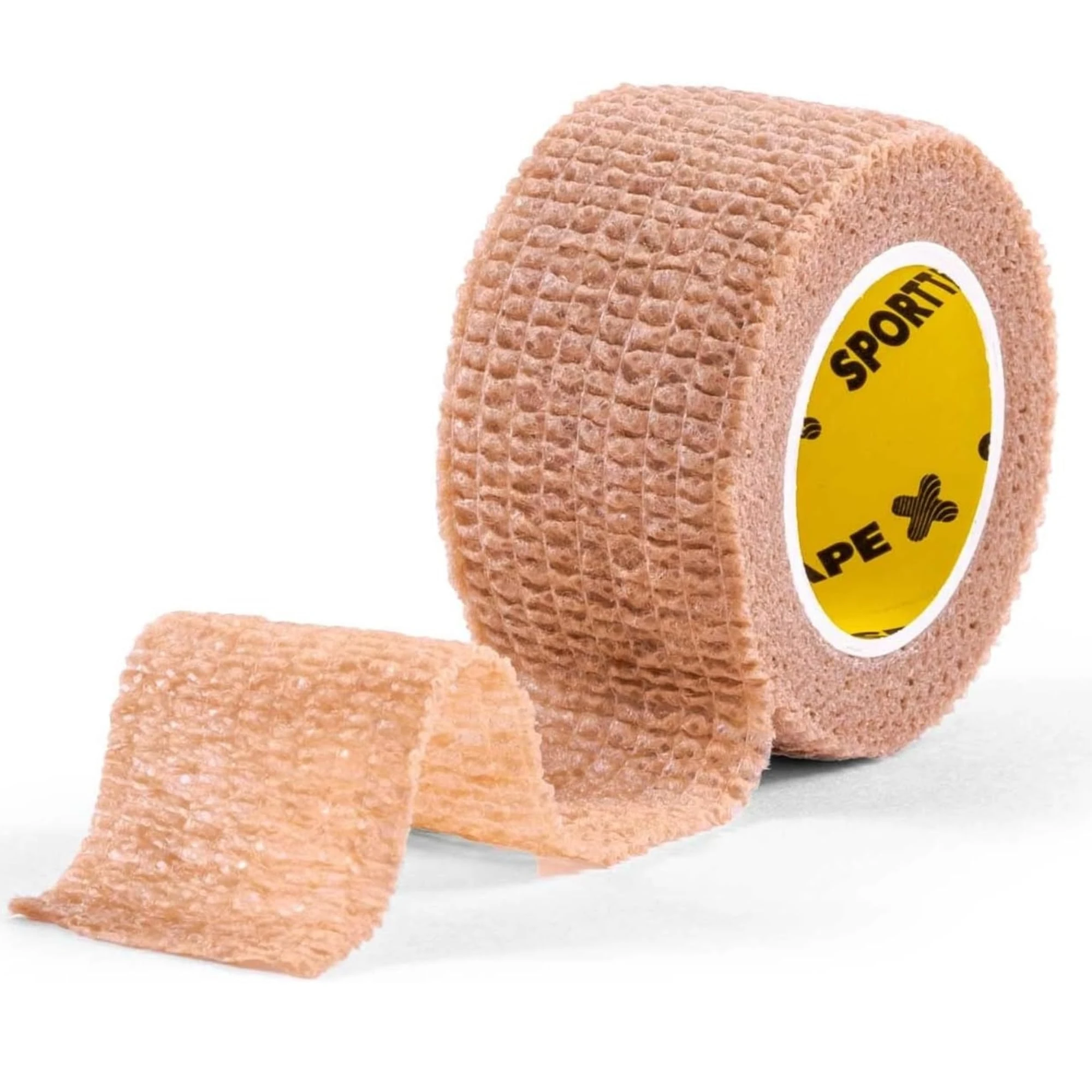 SPORTTAPE Cohesive Finger Tape - 2.5cm x 4.5m, Beige | Compression Bandage and Self-Adhesive Wrap for Thumb Toe, Goalkeeper Wrist and Finger Bandage | First Aid & Medical Tape - Single Roll