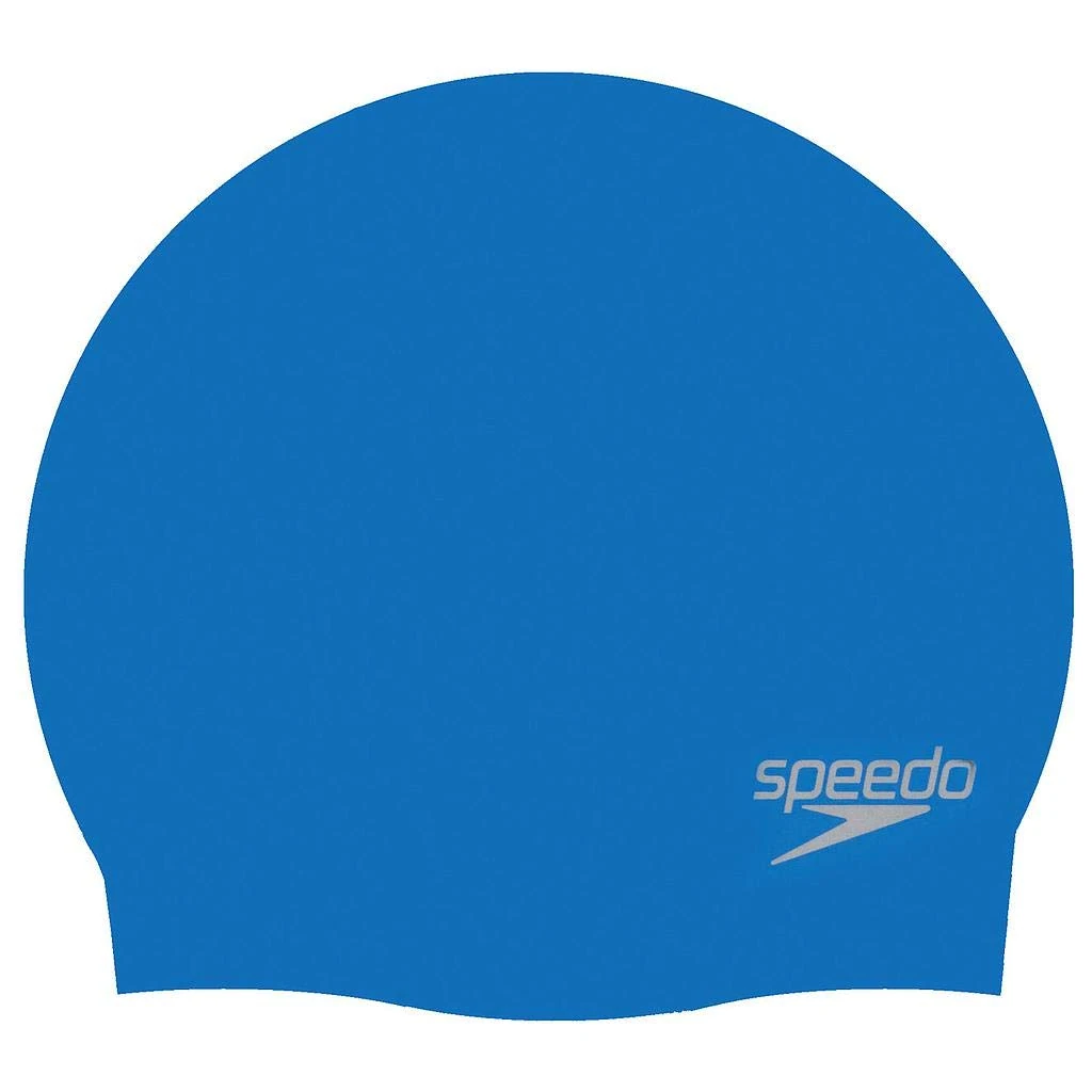 Speedo Unisex-Youth Junior Plain Moulded Silicone Swimming Cap | Swim Essentials | Hair Protection, Blue/Blue, One Size