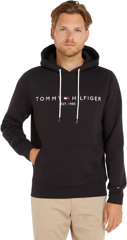 Tommy Hilfiger Men’s Core Tommy Logo Hoodie, Black (Jet Black), L