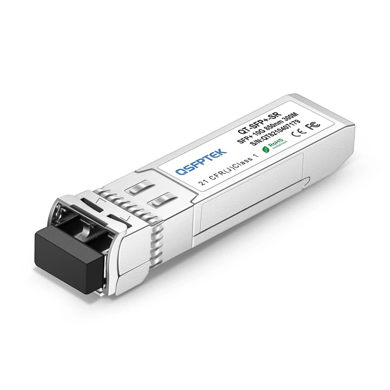 QSFPTEK 10G-SR SFP+ 850nm 300m Module, Mini Gbic 10GBASE-SR DDM Multimode LC 10gbe SFP Transceiver for Juniper EX-SFP-10GE-SR/QFX-SFP-10GE-SR/SFPP-10GE-SR (850nm, up to 300m, DDM)
