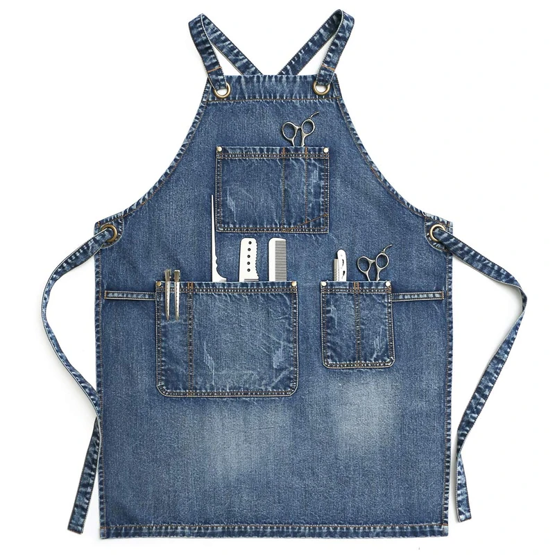 Jeanerlor - Denim Apron with Pockets for Women (Denim Blue) - Washing Style | Perfect Gift, Adjustable S to L - Image 1