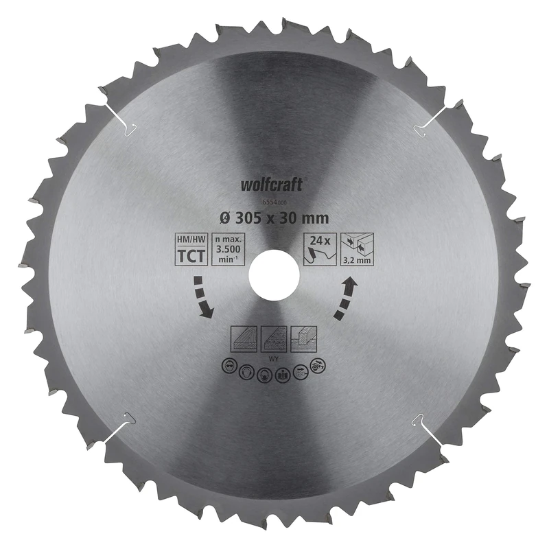 wolfcraft TC Cross and Mitre Cut Saw Blade, brown series I 6554000 I Fast, rough cuts