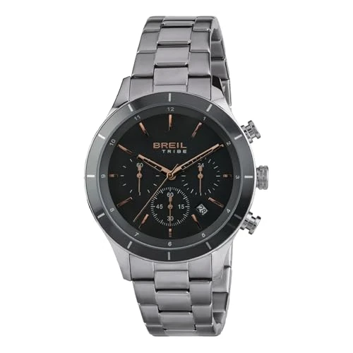 Breil Men's Dude Watch Collection Mono-Colour Grey dial Chrono Quartz Movement and Steel Bracelet EW0448 - Image 1